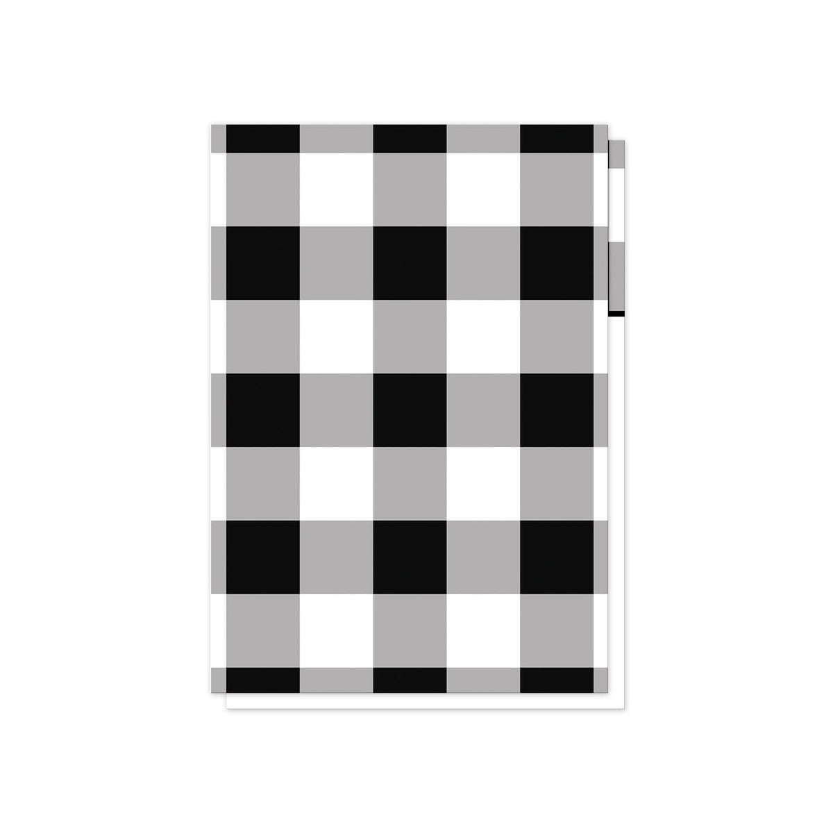 The back side of the matching RSVP cards for the Black and White Buffalo Plaid I Do BBQ Reception Only Invitations with the black and white buffalo plaid pattern.