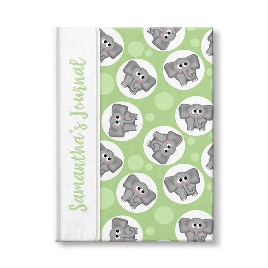 Personalized Cute Green Elephant Journal at Artistically Invited.