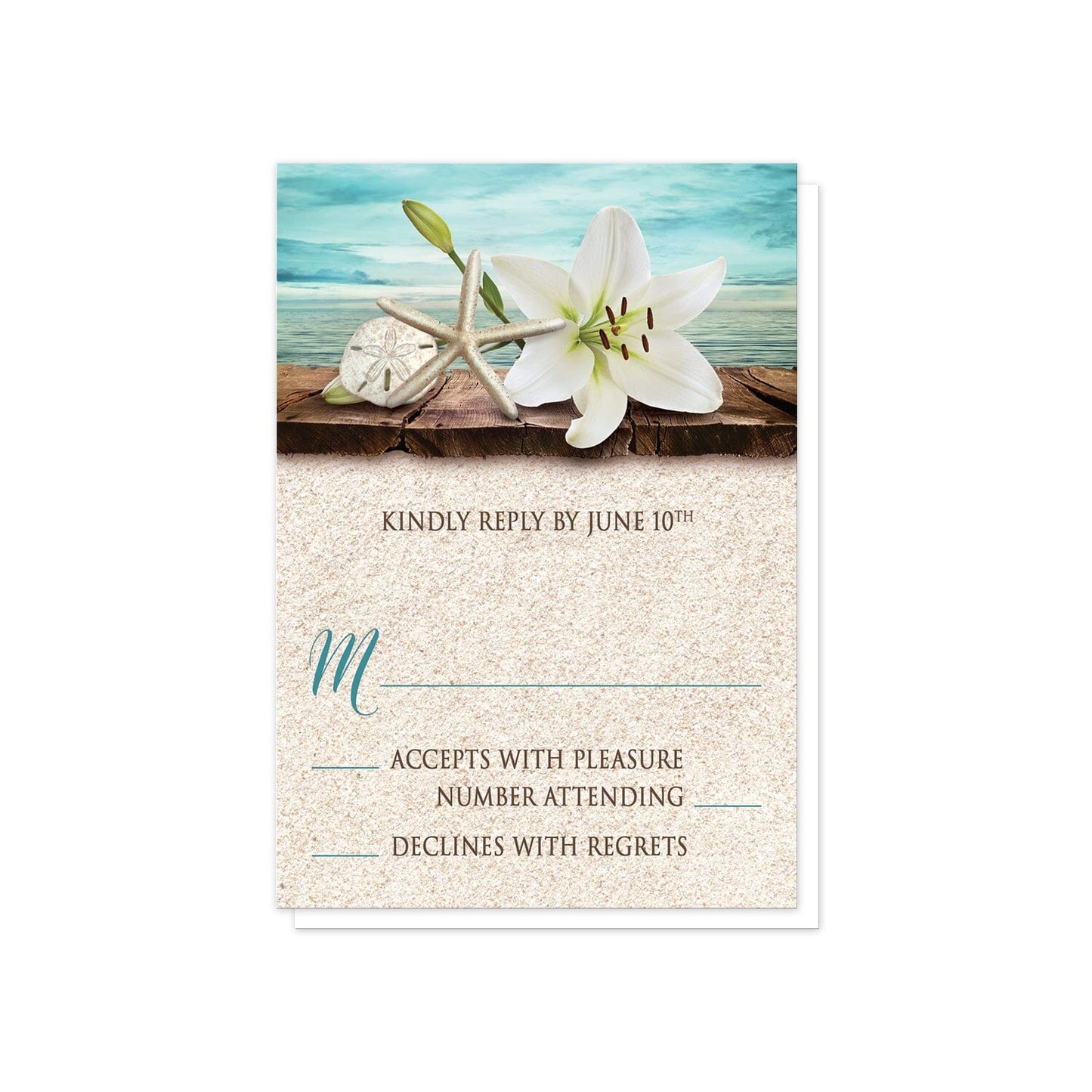 Lily Seashells and Sand Beach RSVP Cards at Artistically Invited.