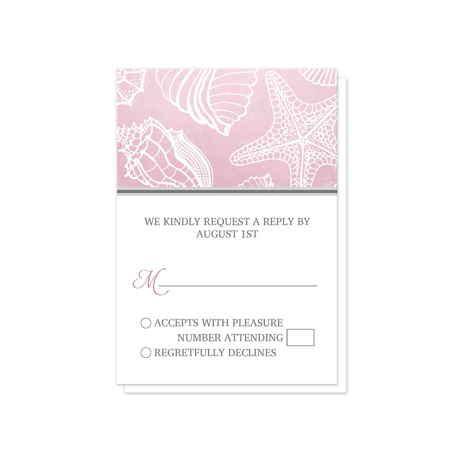 Pink Beach Seashell Pattern RSVP Cards at Artistically Invited.