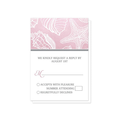 Pink Beach Seashell Pattern RSVP Cards at Artistically Invited.