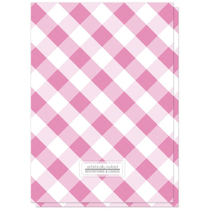 Pink Gingham Bridal Shower Invitations (back side) at Artistically Invited.