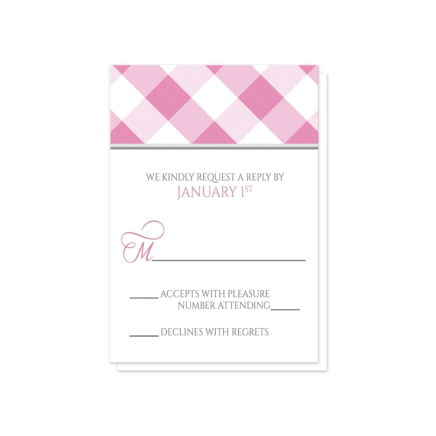 Pink Gingham RSVP Cards at Artistically Invited.