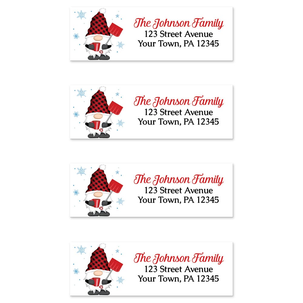 Christmas Gnome Address Labels - Buffalo Plaid