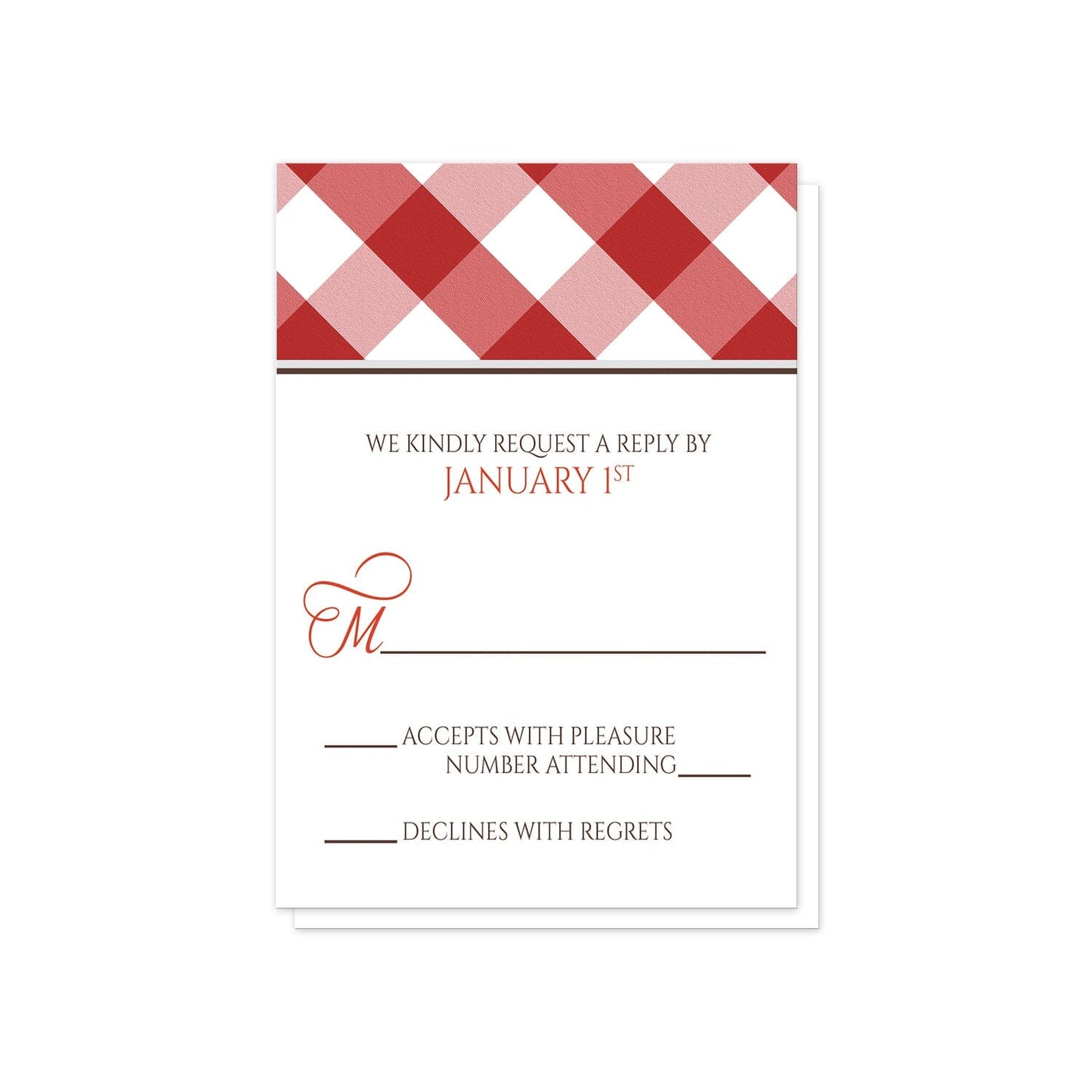 Red Gingham RSVP Cards at Artistically Invited.