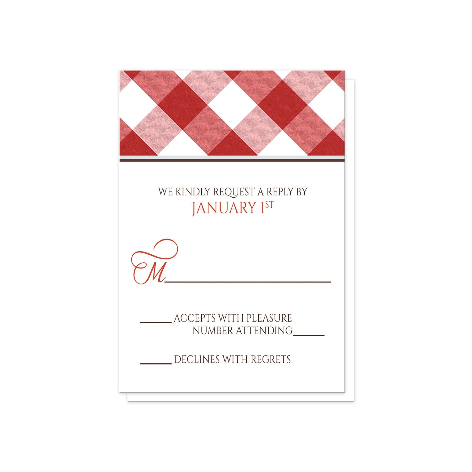 Red Gingham RSVP Cards at Artistically Invited.