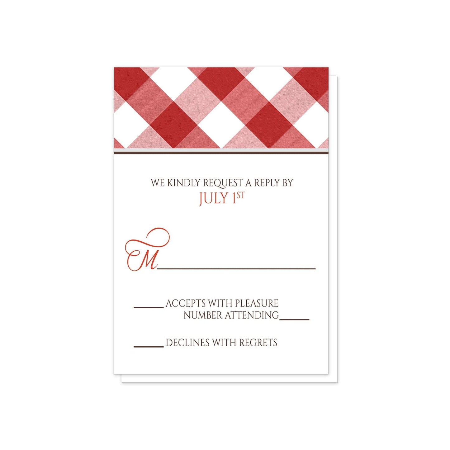 Red Gingham RSVP Cards at Artistically Invited.