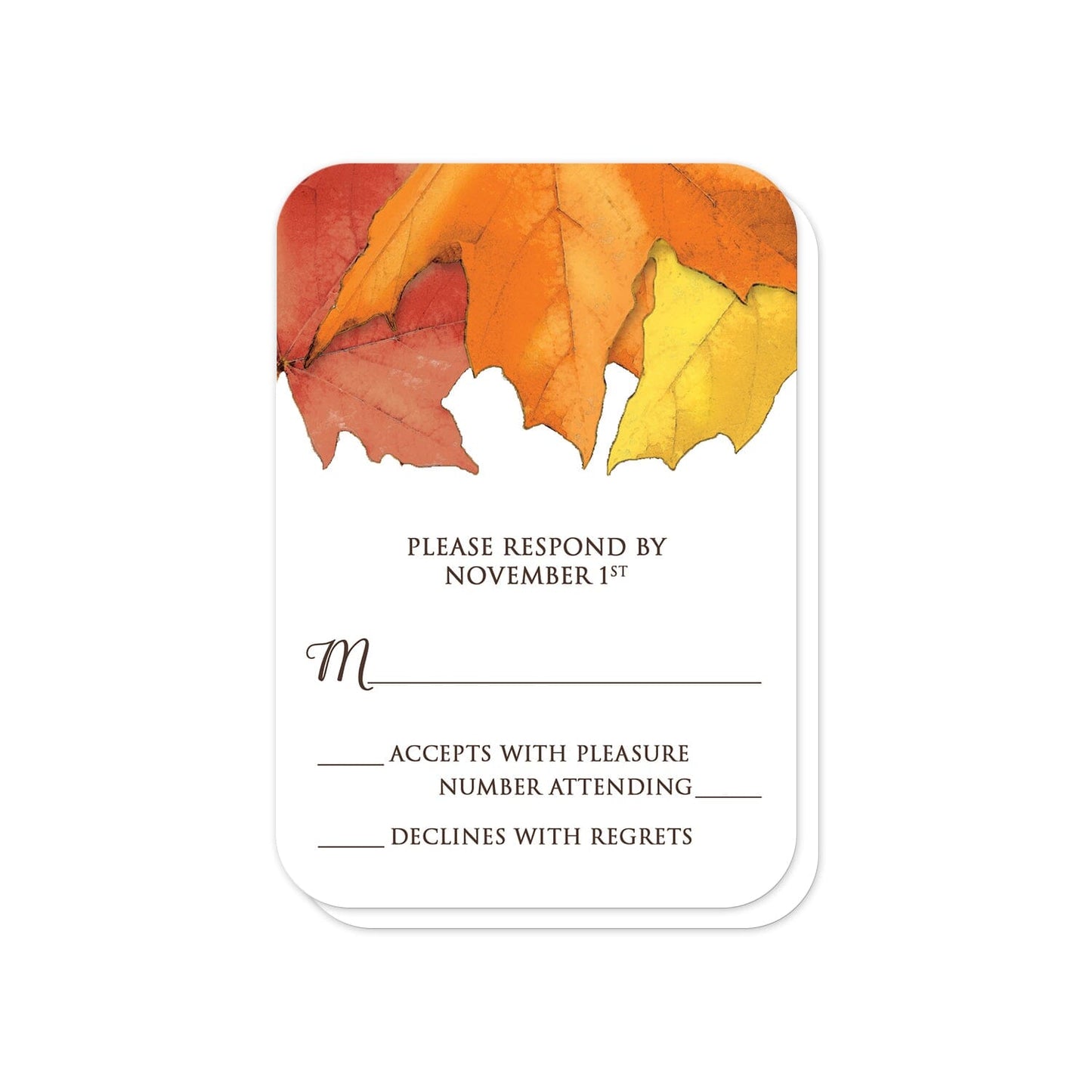 Rustic Autumn Leaves Wood RSVP Cards (with rounded corners) at Artistically Invited.