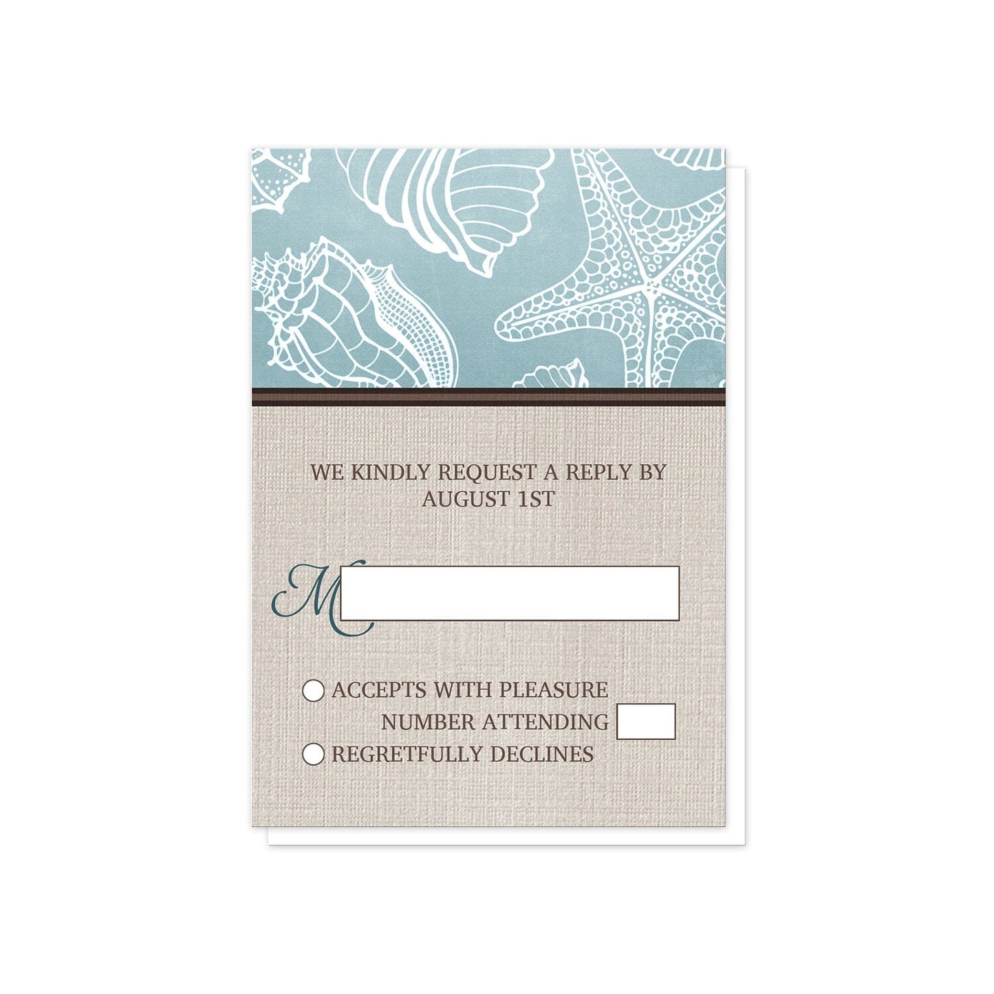 Rustic Beach Linen RSVP Cards at Artistically Invited.