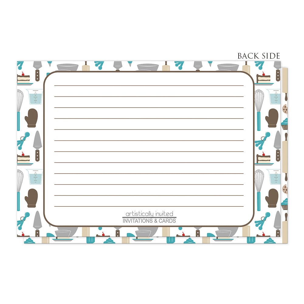 Turquoise Baking Pattern Recipe Cards (back side) at Artistically Invited.