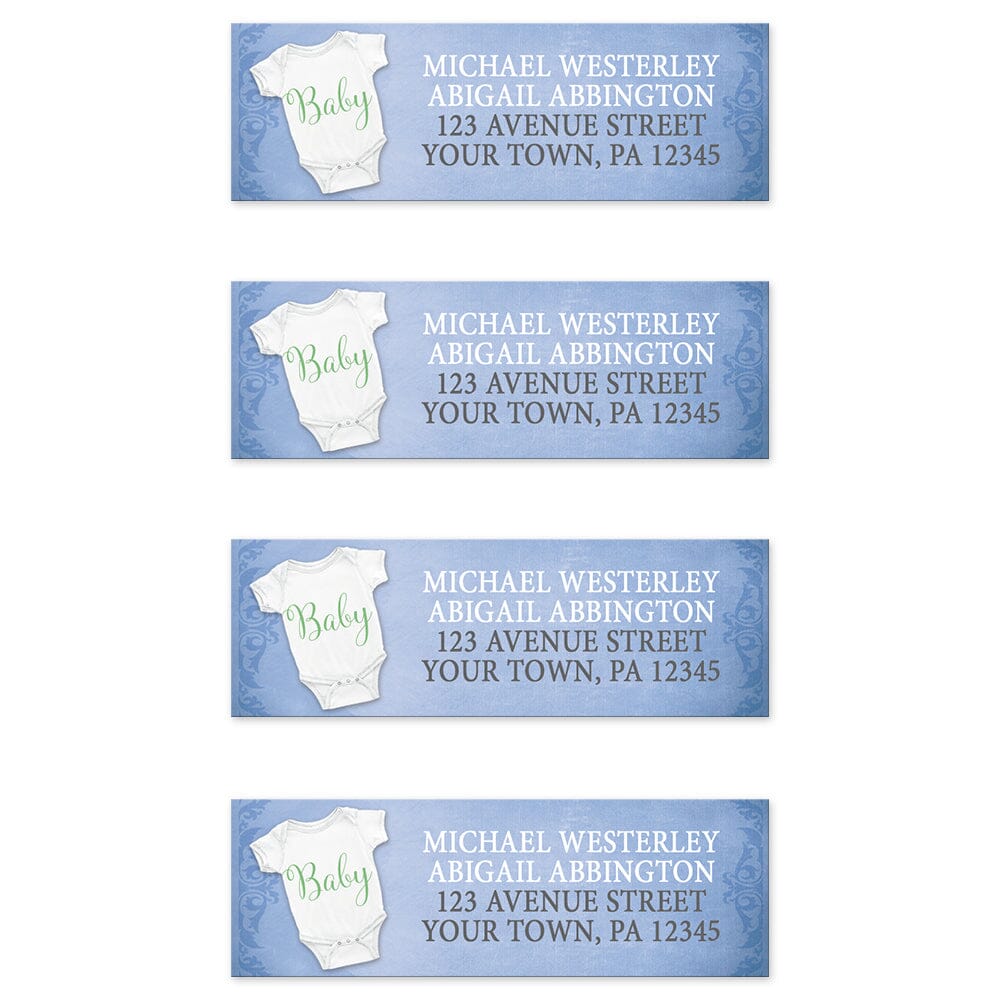 Baby Bodysuit on Blue Address Labels (4 to a sheet) at Artistically Invited.