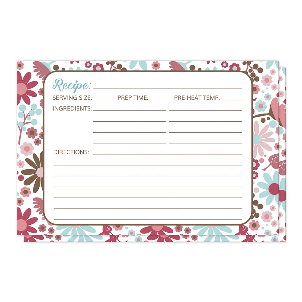 Berry Blue Summer Flowers Recipe Cards (front) at Artistically Invited.