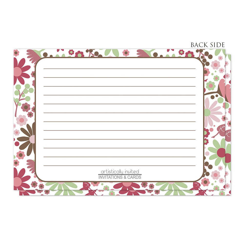 Berry Green Summer Flowers Recipe Cards (back) at Artistically Invited.