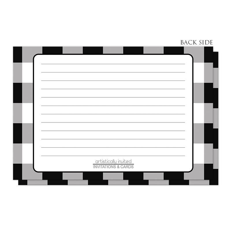 Black and White Buffalo Plaid Recipe Cards (back side) at Artistically Invited
