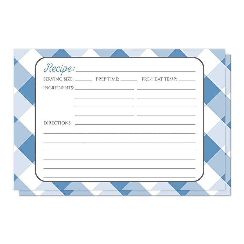 Blue Gingham Recipe Cards at Artistically Invited
