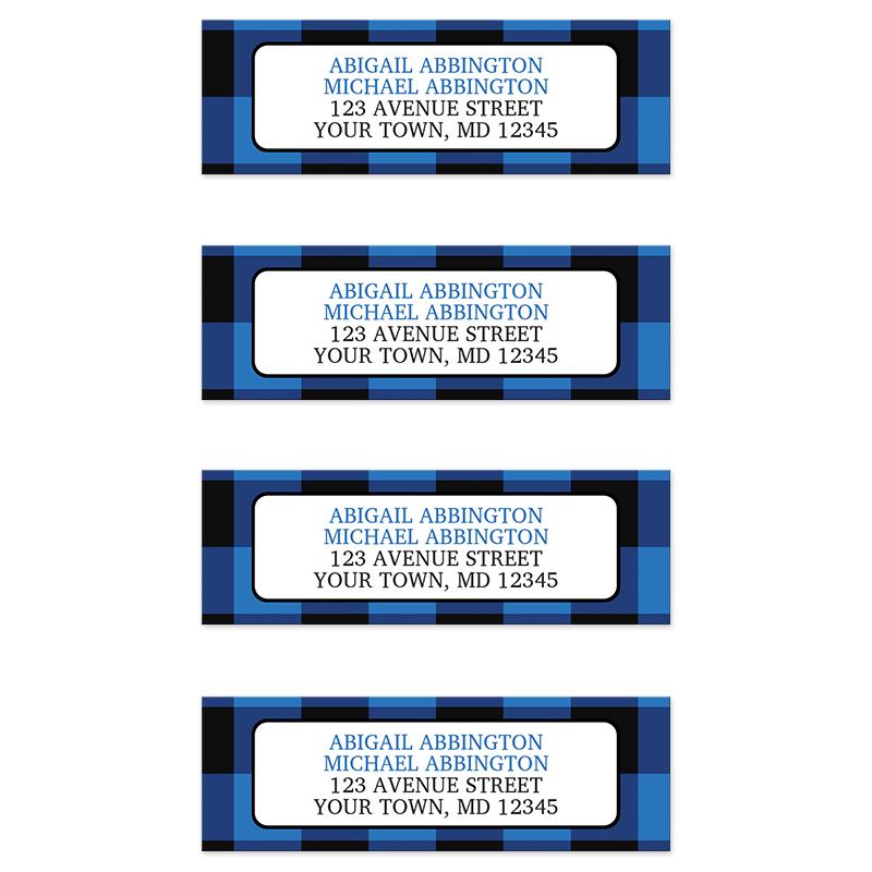 Blue and Black Buffalo Plaid Address Labels at Artistically Invited