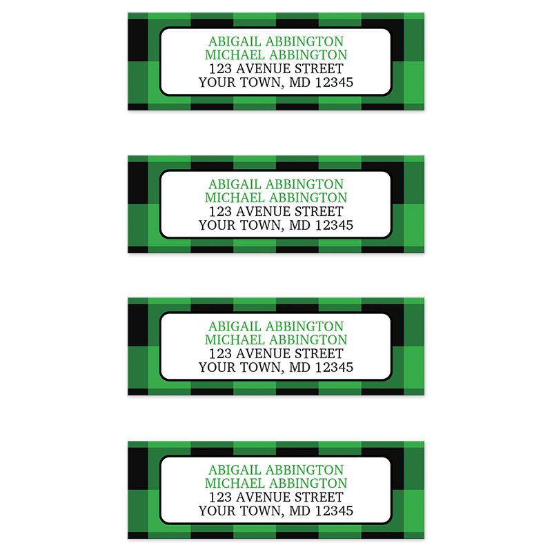 Green and Black Buffalo Plaid Address Labels at Artistically Invited