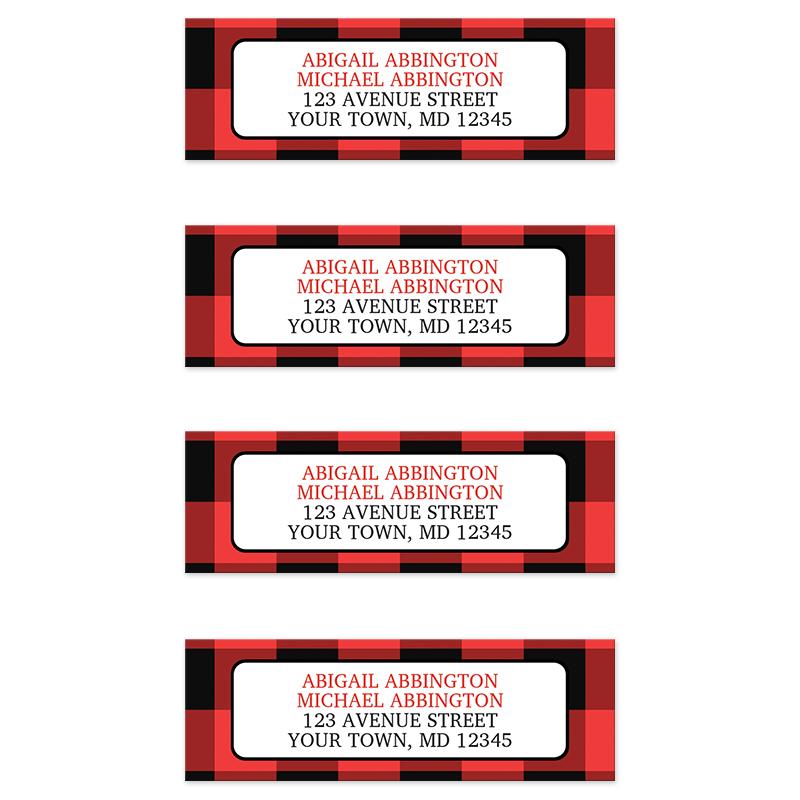 Red and Black Buffalo Plaid Address Labels at Artistically Invited