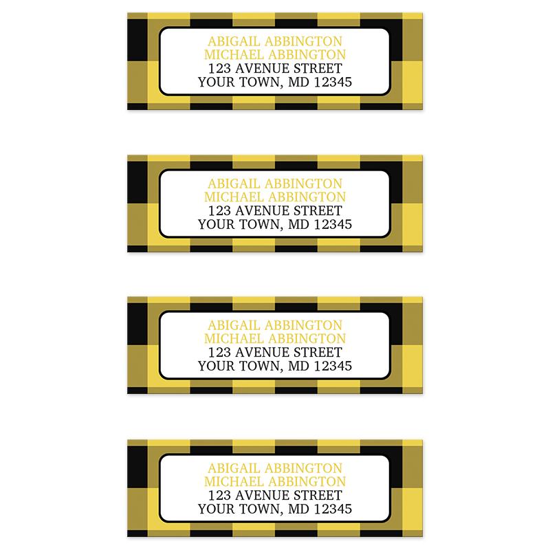 Yellow and Black Buffalo Plaid Address Labels at Artistically Invited