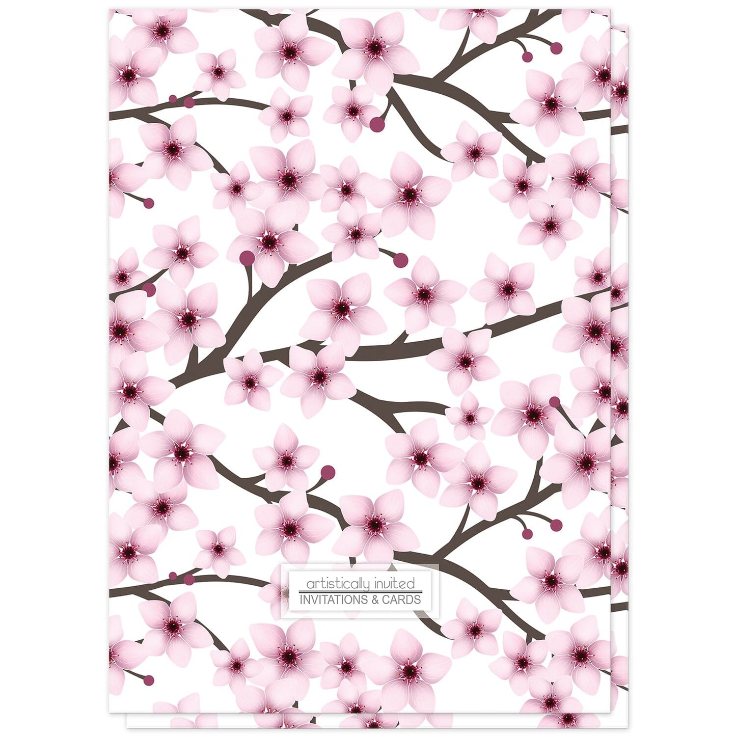Cherry Blossom Bridal Shower Invitations (back) at Artistically Invited.