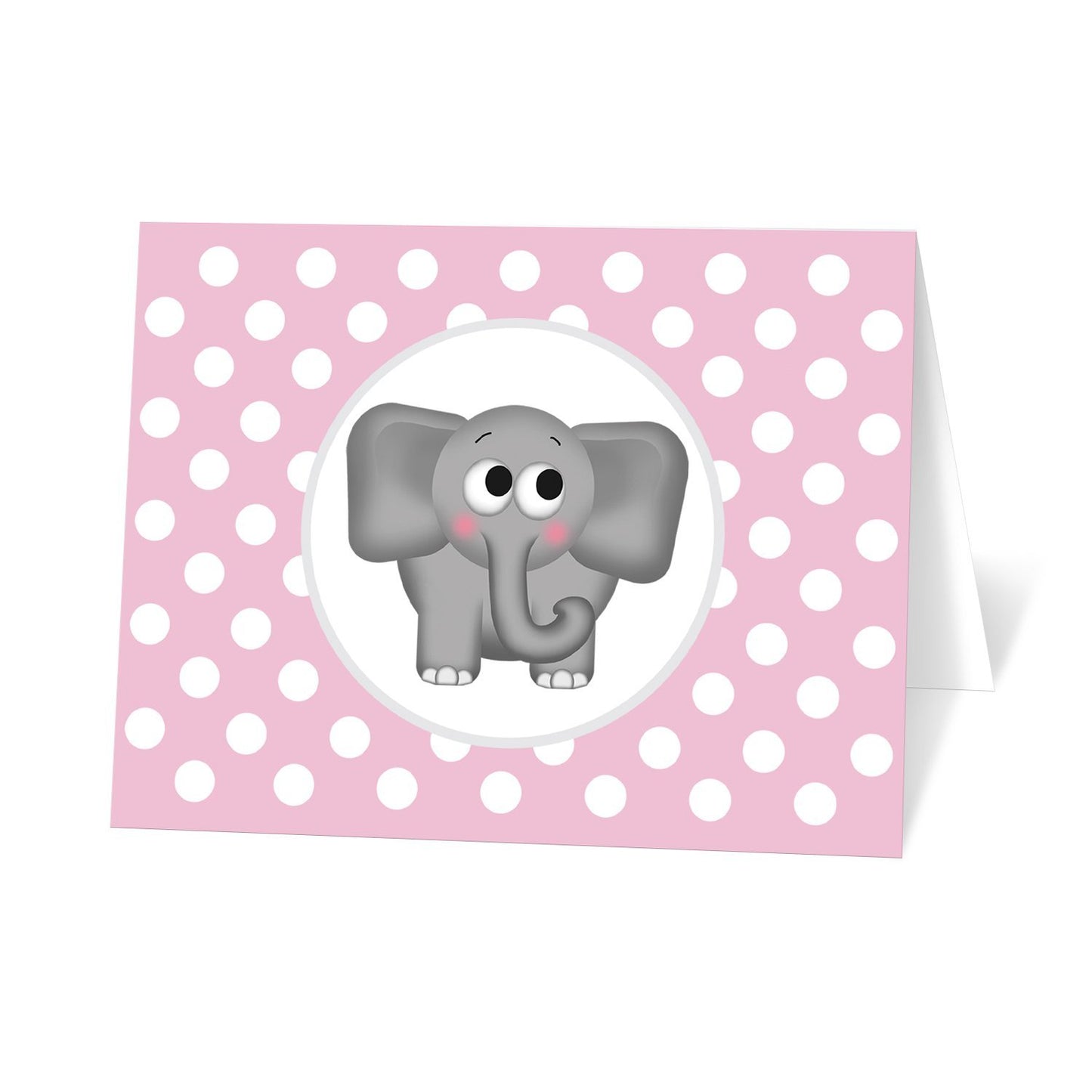 Cute Elephant Pink Polka Dot Note Cards at Artistically Invited