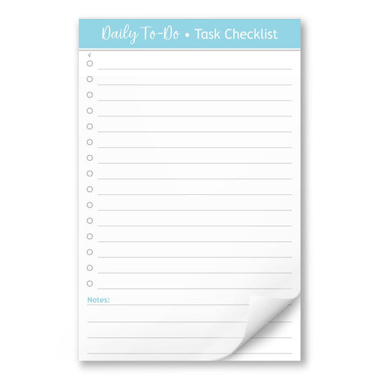 Daily To-Do List in Blue - Task Checklist 5.5 x 8.5 Notepad at Artistically Invited