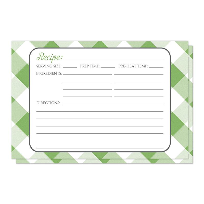 Green Gingham Recipe Cards at Artistically Invited