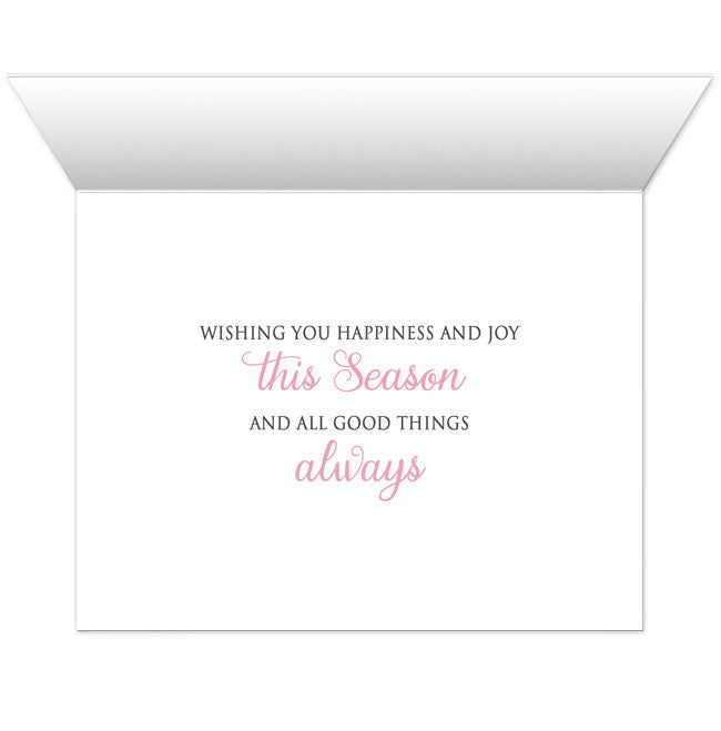 Holiday Cards - Pink Silver Snowflake Winter - INSIDE MESSAGE