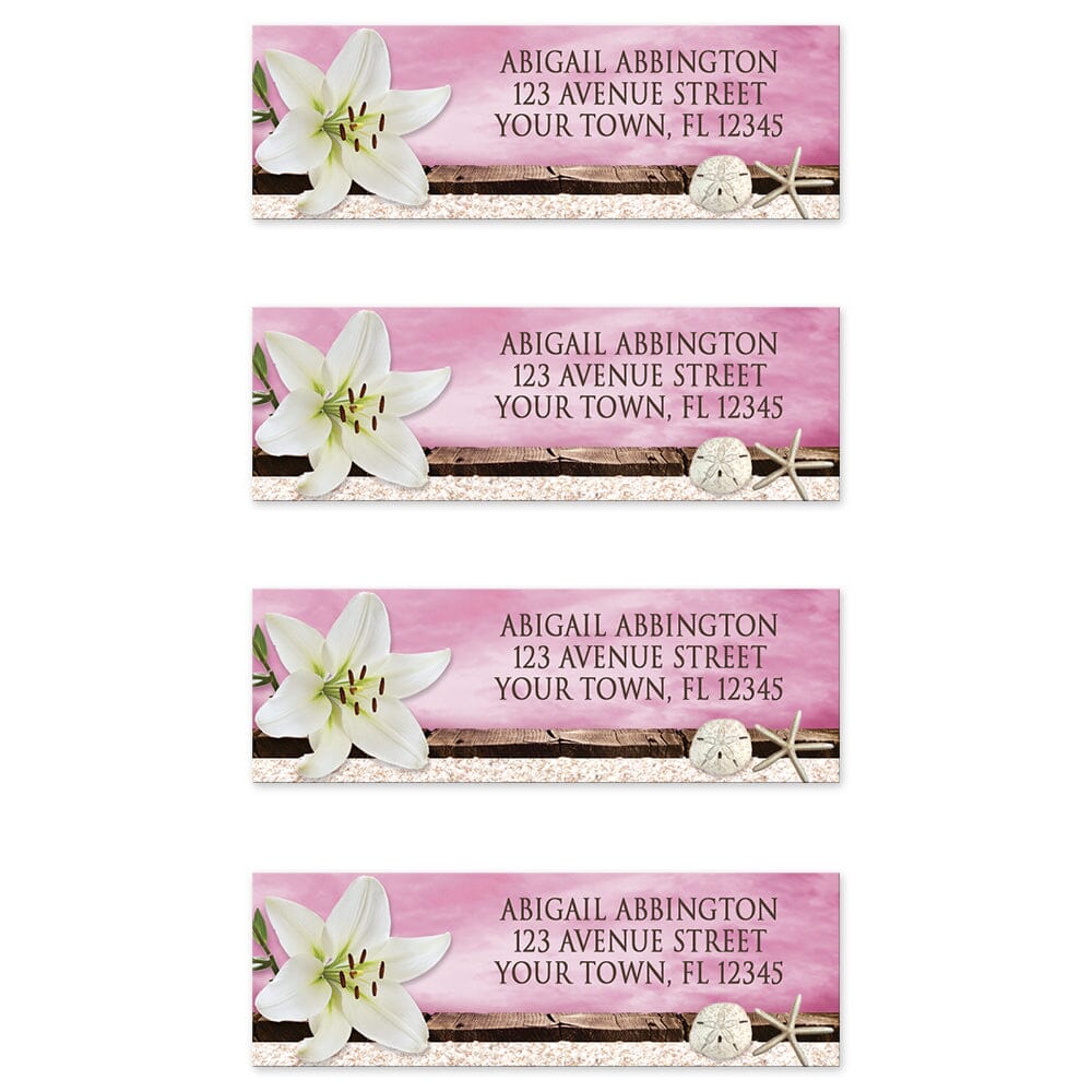 Lily Seashells and Sand Magenta Beach Quinceañera Invitations