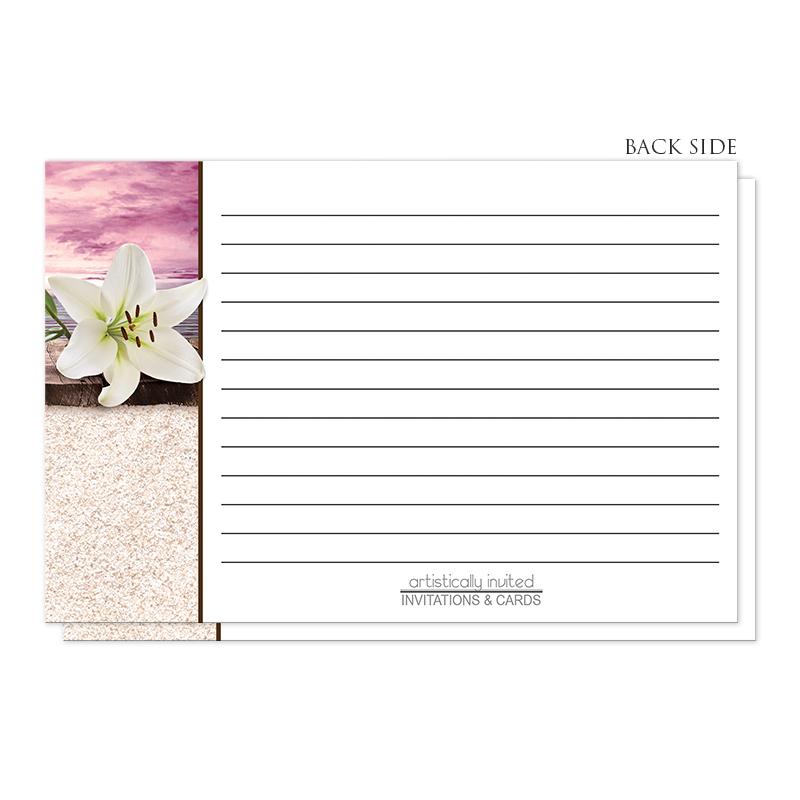 Beach Recipe Cards - Lily Seashells Sand Magenta Beach Recipe Cards (back side) at Artistically Invited