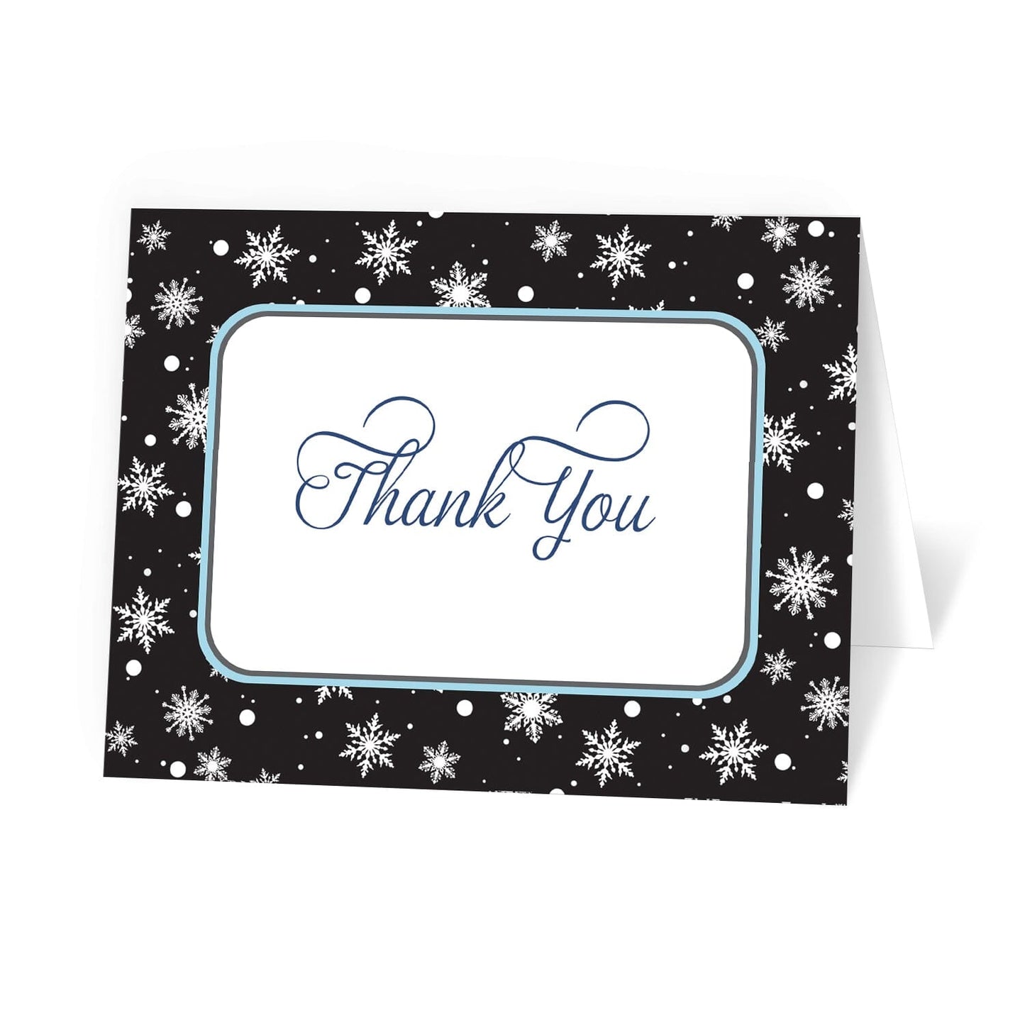 Midnight Snowflake Winter Thank You Cards at Artistically Invited.