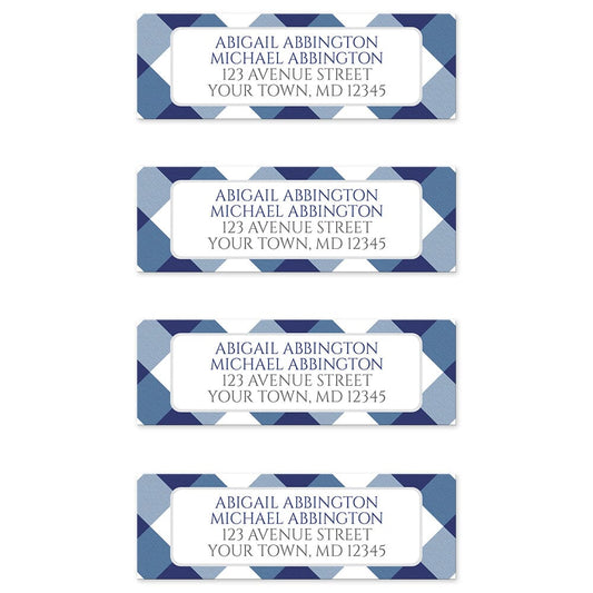 Navy Blue Gingham Return Address Labels (4 to a sheet) at Artistically Invited.