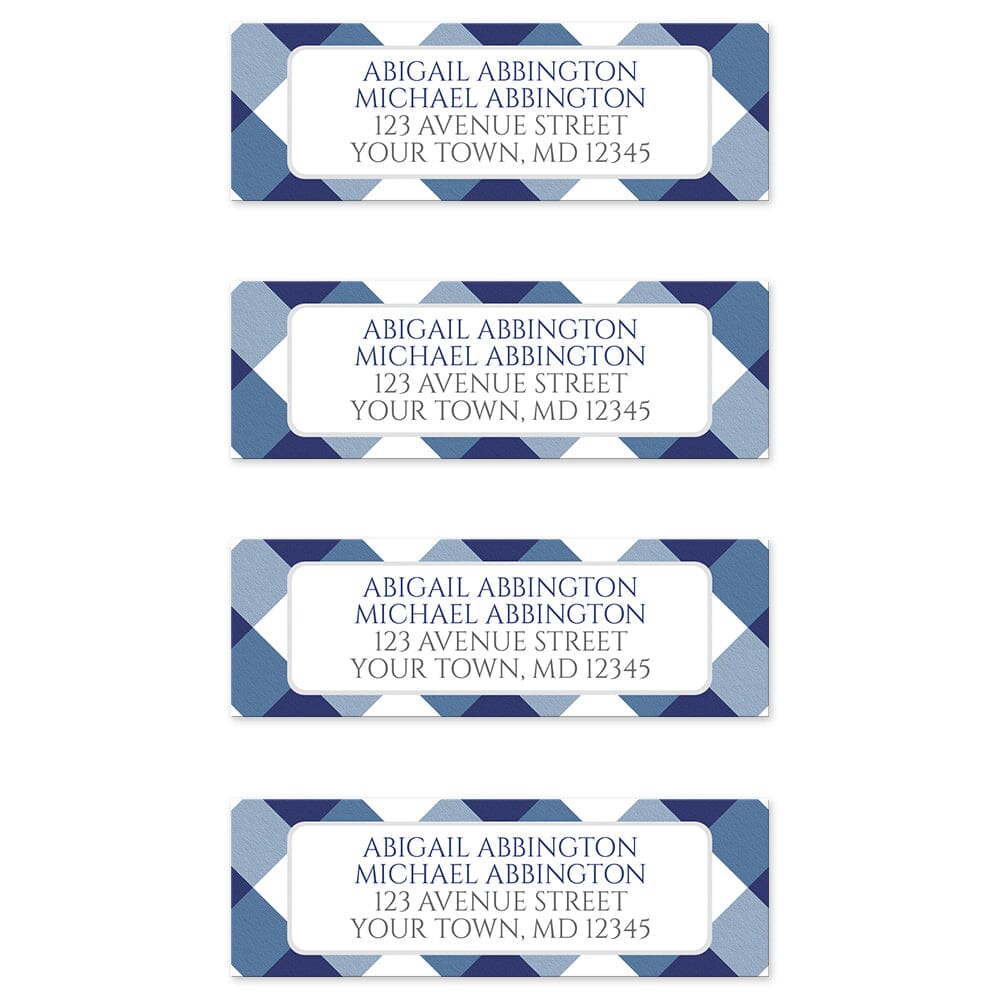 Navy Blue Gingham Return Address Labels (4 to a sheet) at Artistically Invited.