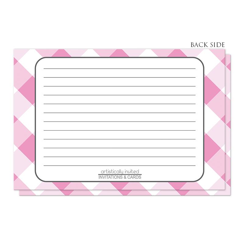 Pink Gingham Recipe Cards at Artistically Invited