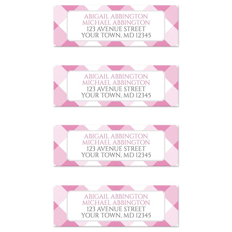 Pink Gingham Return Address Labels at Artistically Invited