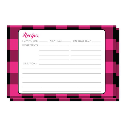 Pink and Black Buffalo Plaid Recipe Cards at Artistically Invited