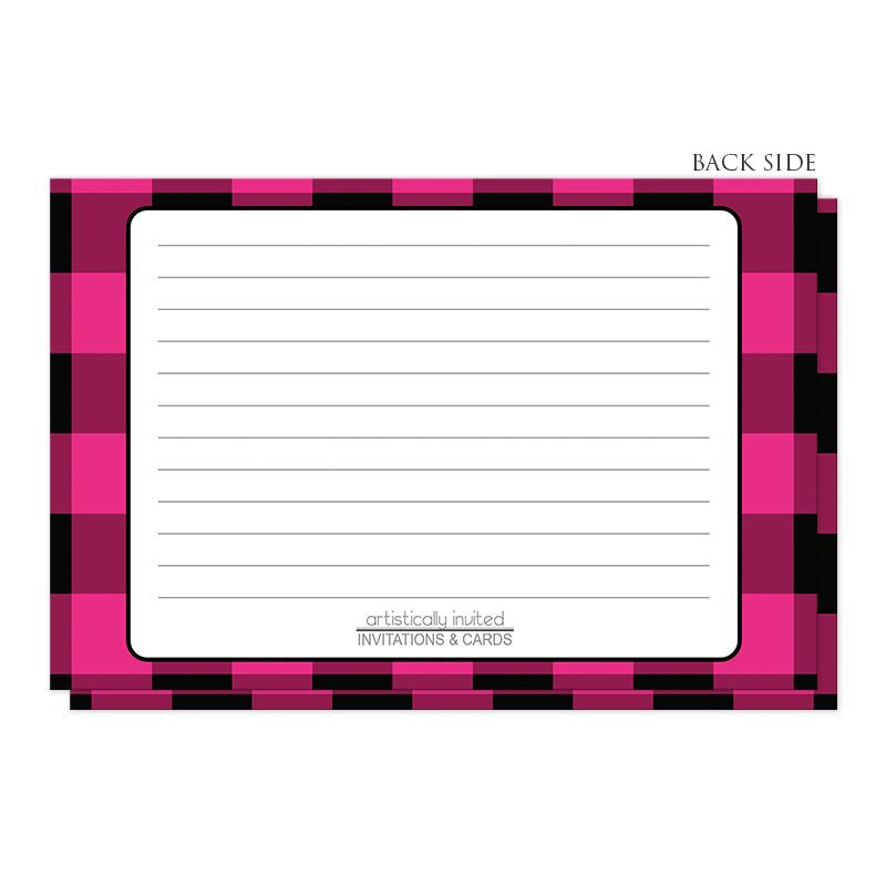 Pink and Black Buffalo Plaid Recipe Cards at Artistically Invited