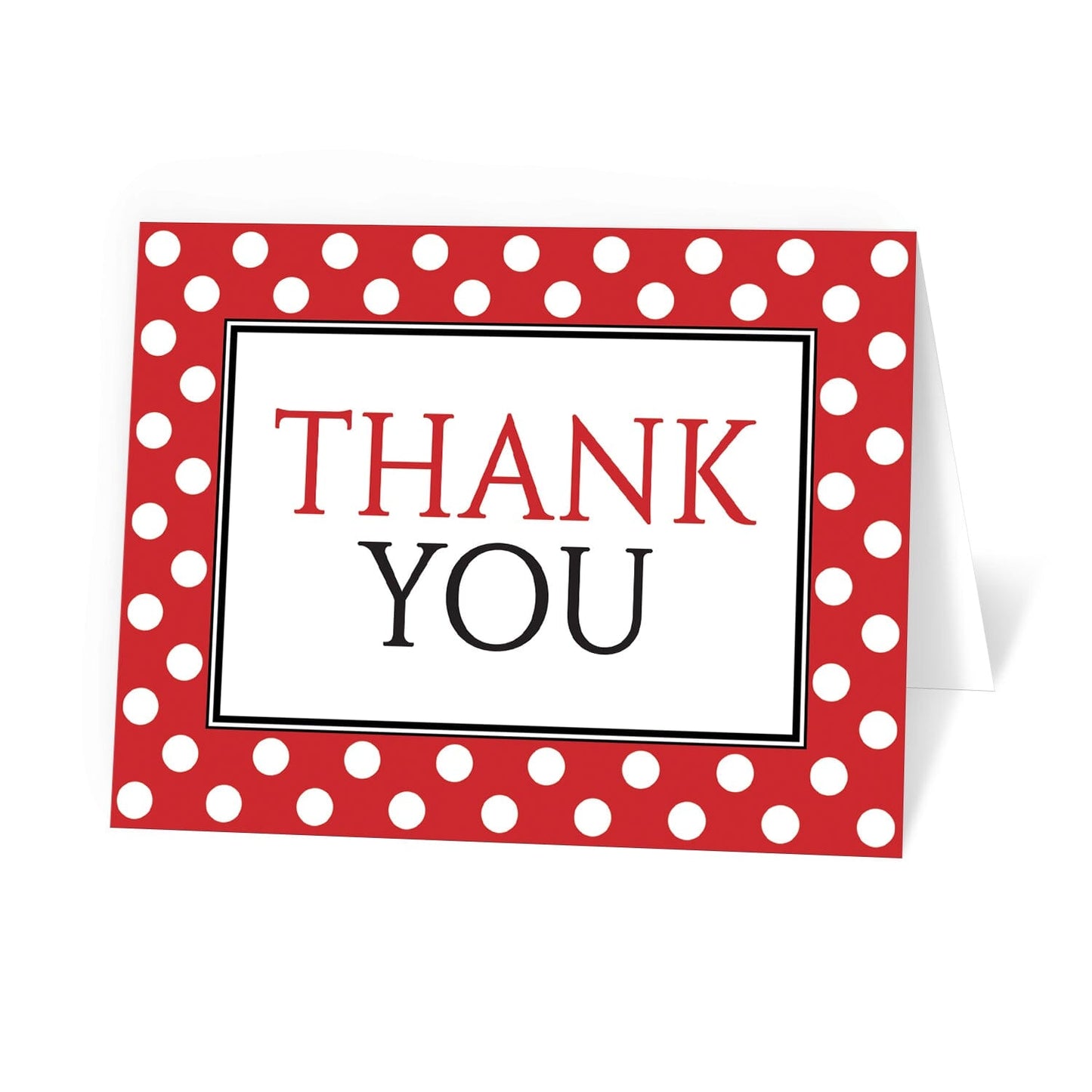 Polka Dot Red Black and White Thank You Cards at Artistically Invited.