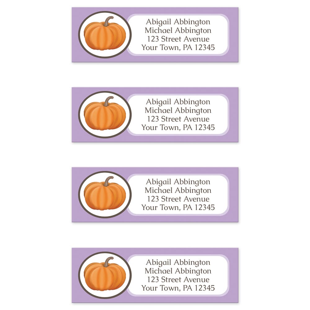 Purple Pumpkin Return Address Labels (4 to a sheet) at Artistically Invited.
