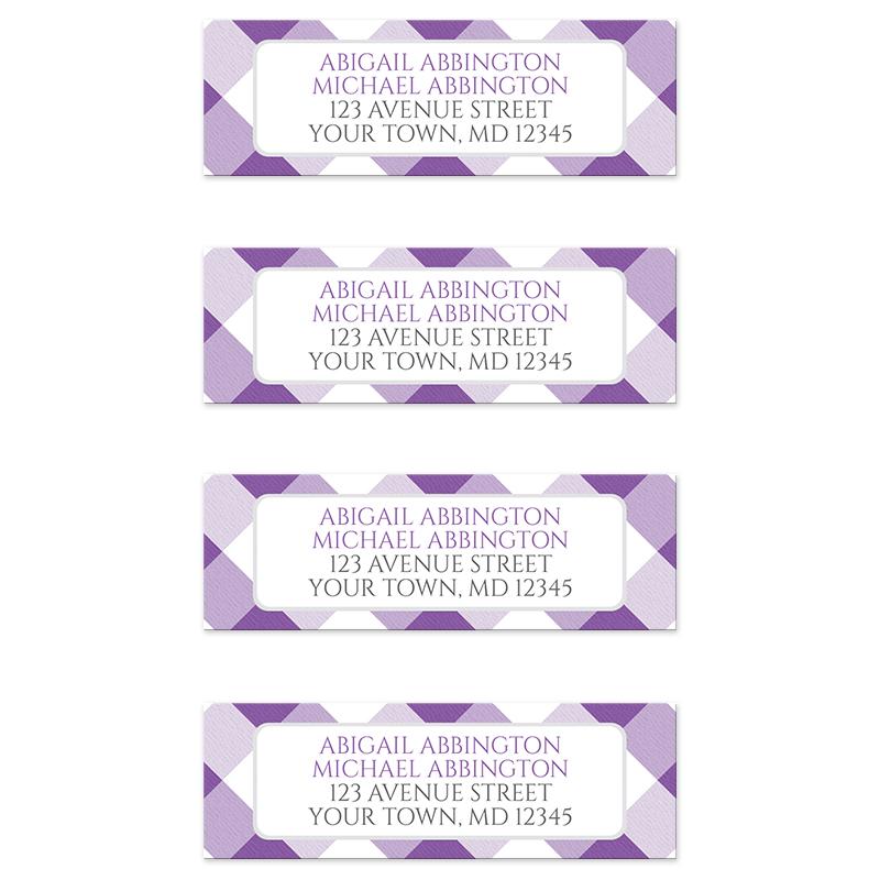 Purple Gingham Return Address Labels at Artistically Invited
