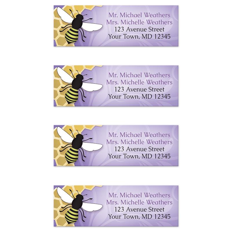 Purple Honeycomb Bee Return Address Labels at Artistically Invited