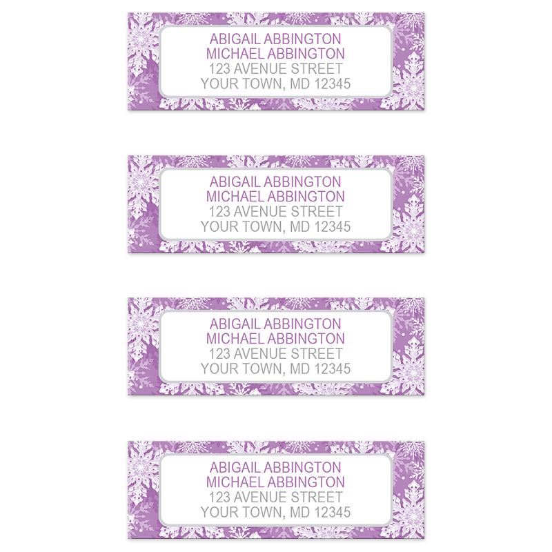 Purple Snowflake Winter Return Address Labels at Artistically Invited