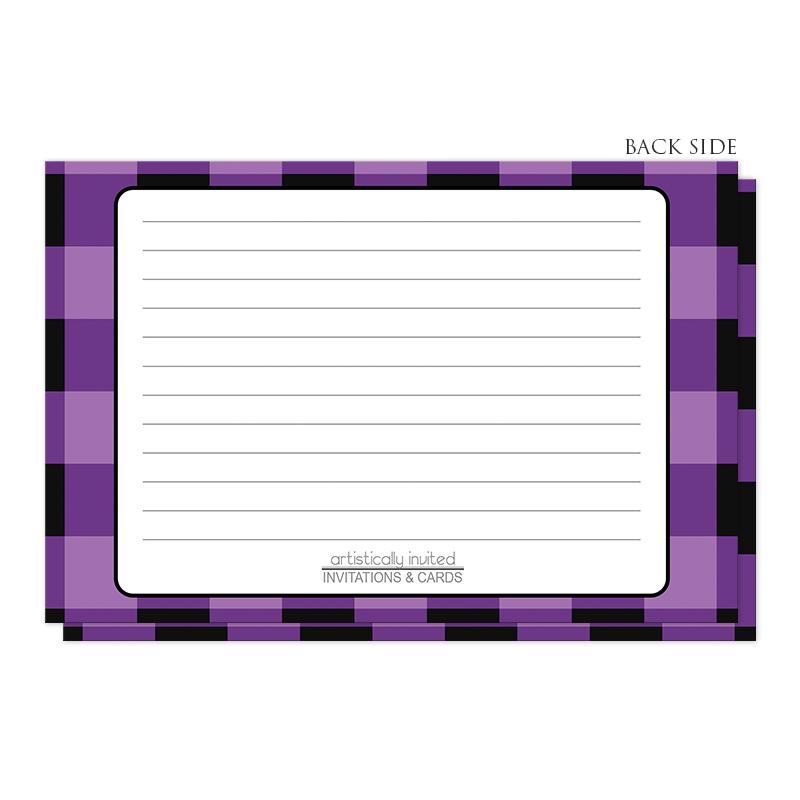Purple and Black Buffalo Plaid Recipe Cards at Artistically Invited