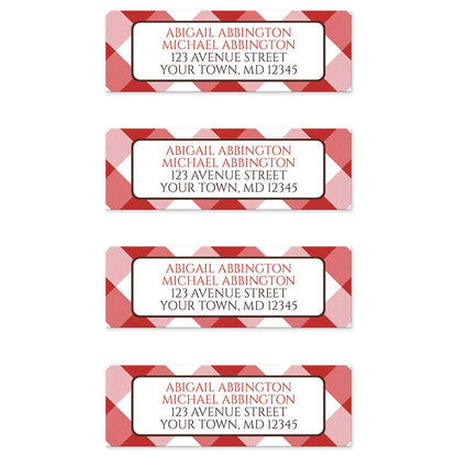 Red Gingham Return Address Labels (4 to a sheet) at Artistically Invited.
