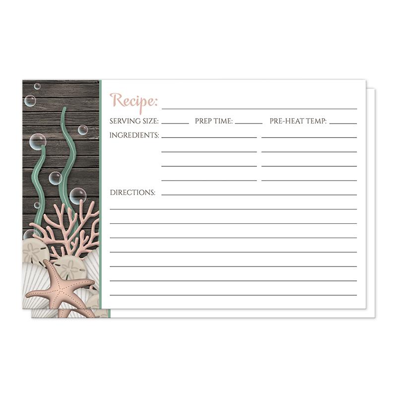 Rustic Beach Seashells and Wood Recipe Cards at Artistically Invited