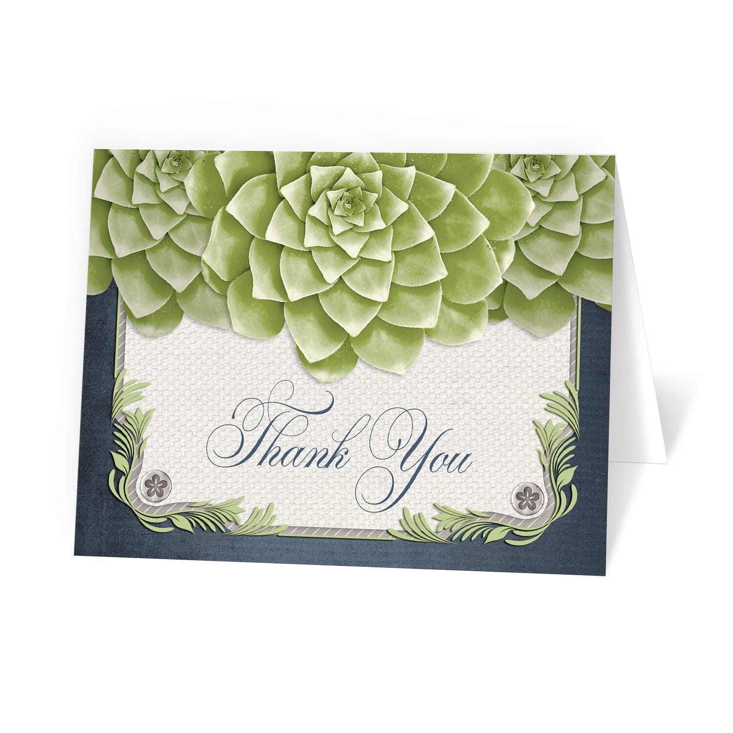 succulent thank you cards Rustic Succulent Garden Navy Thank You Cards