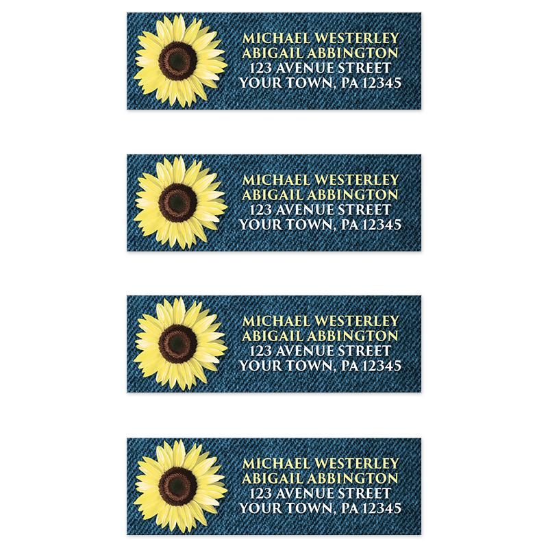 Rustic Sunflower and Denim Address Labels at Artistically Invited
