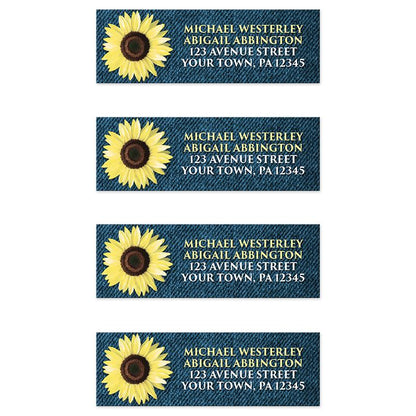 Rustic Sunflower and Denim Address Labels at Artistically Invited