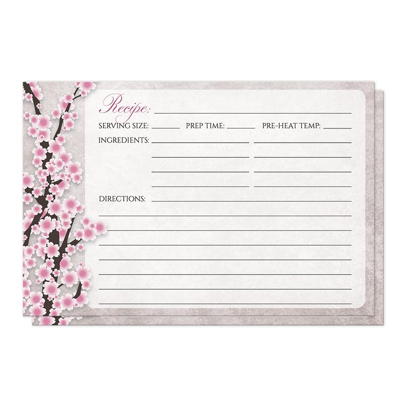 Rustic Pink Cherry Blossom Recipe Cards at Artistically Invited