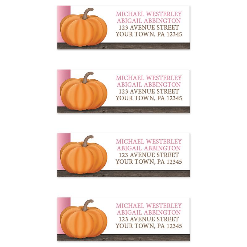Rustic Orange Pink Pumpkin Address Labels at Artistically Invited